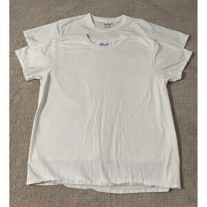 2 Pack Gildan Men's Cotton Tee T Shirt WHITE Crew Neck Short Sleeve Men.size L